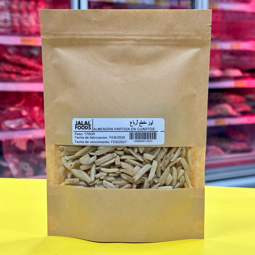 ALMENDRA PARTIDA EN CUARTOS JALAL FOODS 170gr لوز مشرح أرباع