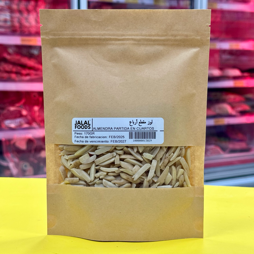 ALMENDRA PARTIDA EN CUARTOS JALAL FOODS 170gr لوز مشرح أرباع