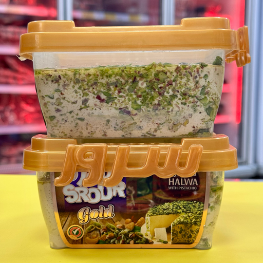HALAWA PISTACHO GOLD SROUR 800gr حلاوة بالفستق حلبي الإصدار الذهبي